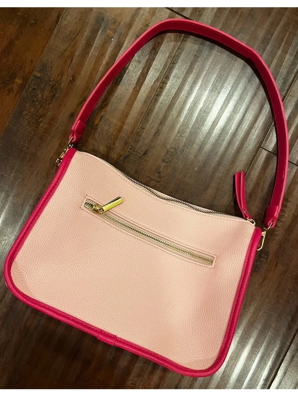 Pink Elvis Graphic Print Small Shoulder Bag Zip Closure Strap Faux Leather
